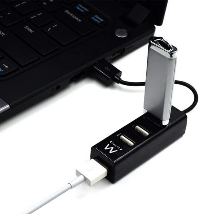 Mini HUB USB Ewent 2.0 de 4 Portas Preto image number 2