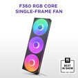 Ventoinha NZXT F360 RGB Core Single-Frame Pretas - Tripla Ventoinha 120mm ( 360mm ) image number null