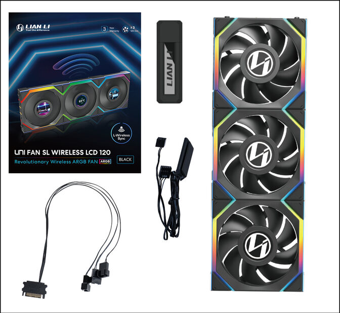 Ventoinha Lian Li UNI FAN SL120 LCD Wireless RGB PWM Preto 120mm (Pack 3) image number 10