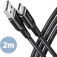 Cabo de carregamento AXAGON BUCM-AM20AB USB-C  <-> USB-A, 2m, USB 2.0, 3A, ALU, braid, Preto image number null