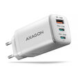 Carregador de parede AXAGON ACU-DPQ65, 3 portas (USB + USB-C duplo), PD3.0/QC4+/PPS/Apple, 65 W, Branco image number null