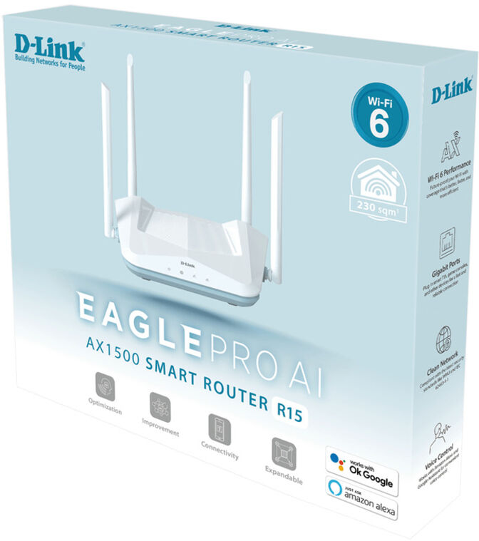 Router D-Link R15 Eagle Pro AI AX1500 Dual-Band WiFi 6 Mesh Gigabit image number 4