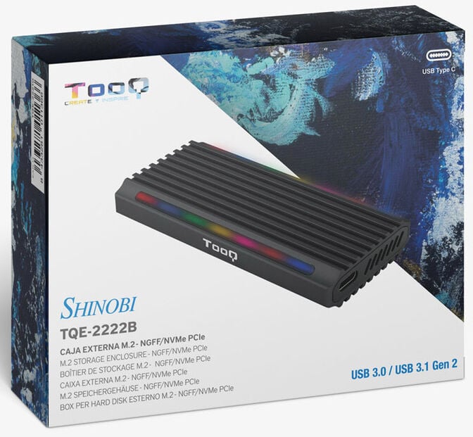 Caixa SSD Tooq M.2 NGFF/NVMe SSD USB 3.1 Gen 2 USB-C RGB image number 5