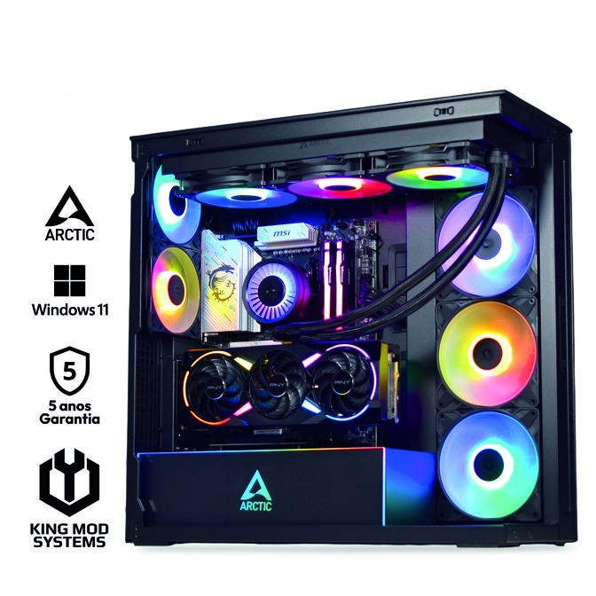 Computador King Mod Gamer-PC Arctic Ryzen 7 9800X3D 32GB DDR5 2TB RTX 5070 Ti WiFi W11 Bonus