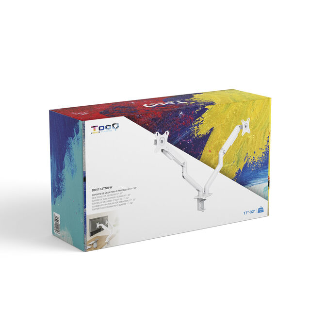 Suporte de Mesa Tooq Duplo Tilt e Girat&oacute;rio c/mola 17" a 32" Max. 9Kg Branco image number 3
