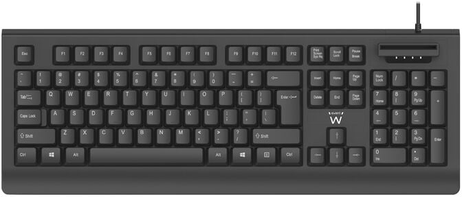 Teclado Ewent EW3287 com Smart Card Reader USB PT Preto image number 0