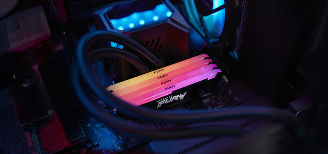 Kingston Kit 32GB (2 x 16GB) DDR4 3200MHz FURY Beast RGB Preto 1Rx8 CL16 image number 2