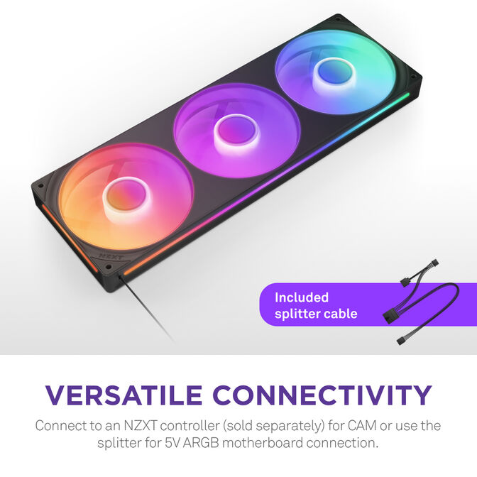 Ventoinha NZXT F360 RGB Core Single-Frame Pretas - Tripla Ventoinha 120mm ( 360mm ) image number 13