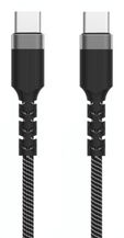 Cabo USB-C Ewent EC1097 Fabric PD100W 20Gbps 4K/120Hz 1m Preto/Branco image number null