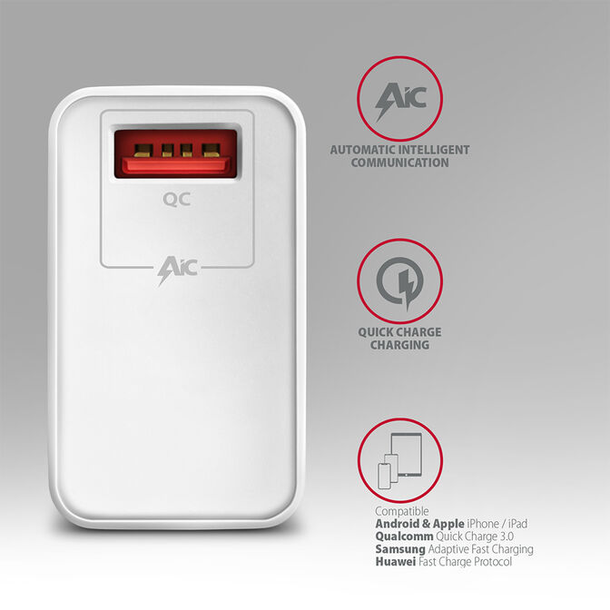 Carregador de parede AXAGON ACU-QC19W 1x QC3.0/AFC/FCP/SMART 19W Branco image number 2