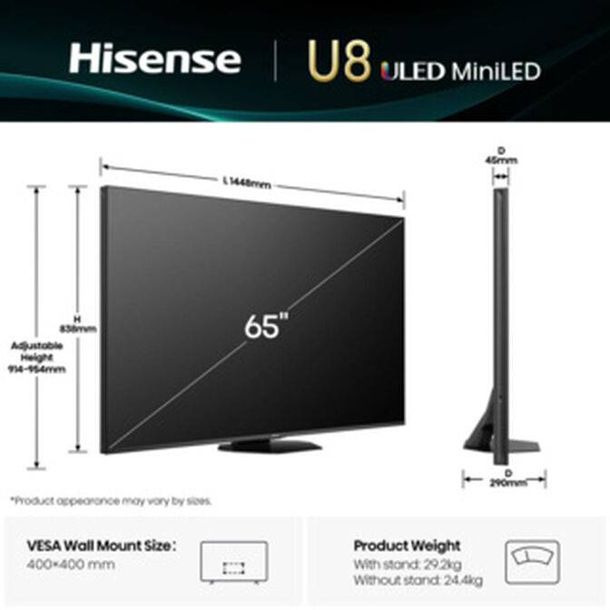 Televis&atilde;o Hisense 65U8Q 65" QD Mini LED UltraHD 4K VIDAA image number 10
