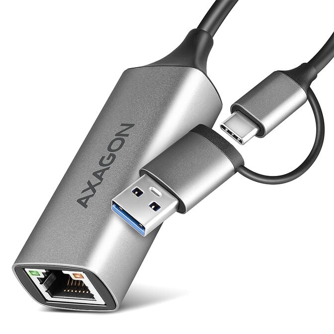 Adaptador AXAGON ADE-TXCA Gigabit Ethernet 10/100/1000 - USB 3.1 Tipo C + USB-A image number 0