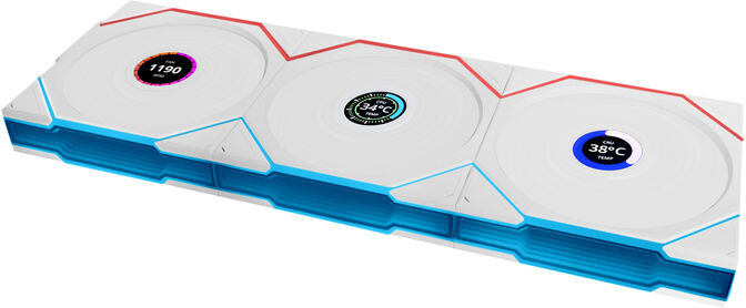 Ventoinha Lian Li UNI FAN TL120 LCD Wireless RGB Reverse PWM Branco 120mm (Pack 3) image number 3