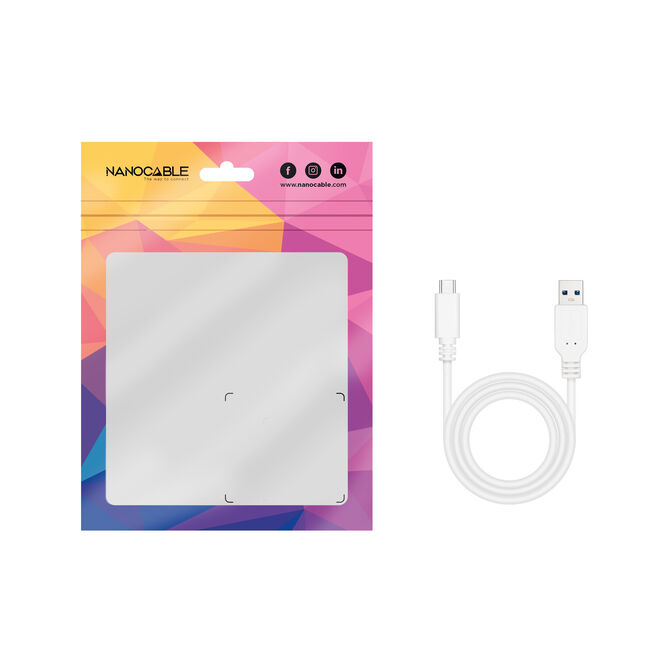 Cabo USB 3.1 Gen2 10Gbps 3A Nanocable USB-C/M > USB-A/M 2 M Branco image number 4