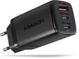 Carregador de parede AXAGON ACU-DPQ65, 3 portas (USB + USB-C duplo), PD3.0/QC4+/PPS/Apple, 65 W, Preto image number null