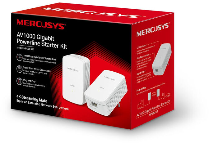 Powerline Mercusys MP500 KIT AV1000 Gigabit Repetidor Starter Kit image number 2