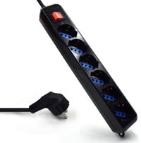 R&eacute;gua Ewent 6 Tomadas 16A com Switch On/Off Preto