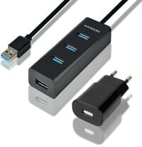 HUB de carregamento AXAGON HUE-S2BP 4x USB3.0, MicroUSB Charging, Incl. AC Adapter