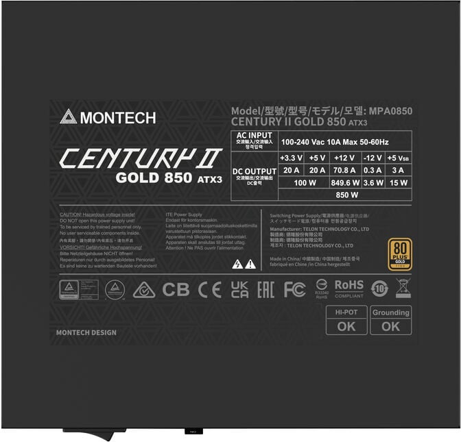 Fonte Modular Montech Century II 850W 80 Plus Gold ATX 3.1 image number 5