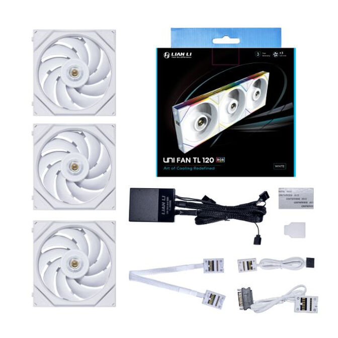 Ventoinha Lian Li UNI FAN TL120 RGB PWM Branco 120mm (Pack 3) image number 0