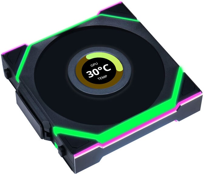 Ventoinha Lian Li UNI FAN SL120 LCD Wireless RGB Reverse Blade PWM Preto 120mm image number 1