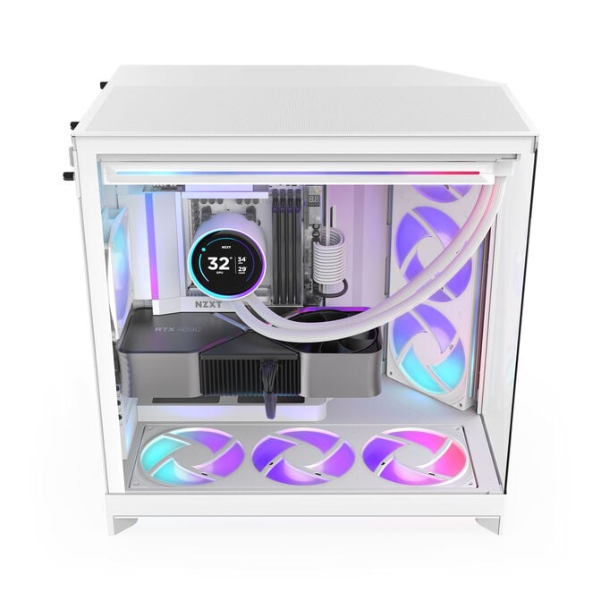 Caixa E-ATX NZXT H9 Flow RGB Branca (2025) Vidro Temperado image number 4