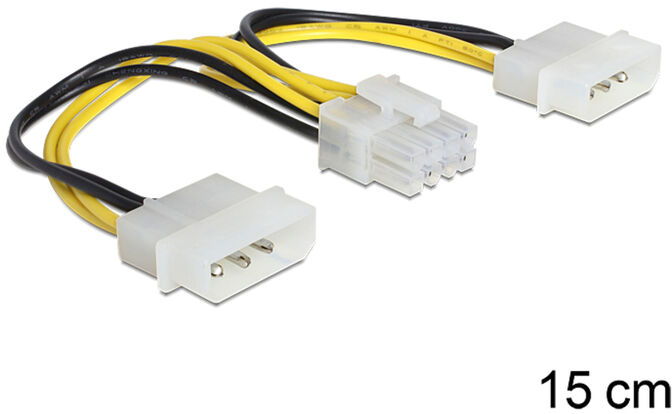 Cabo de Alimenta&ccedil;&atilde;o 2x 4pin Molex > 8pin EPS Macho 15cm image number 0