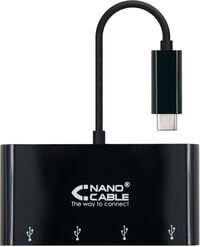 Hub USB-C Nanocable 4x USB 3.0 Type A 10 CM Preto