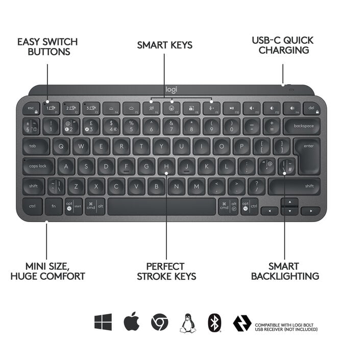 Teclado Logitech MX Keys Mini Bluetooth Grafite (US) image number 17