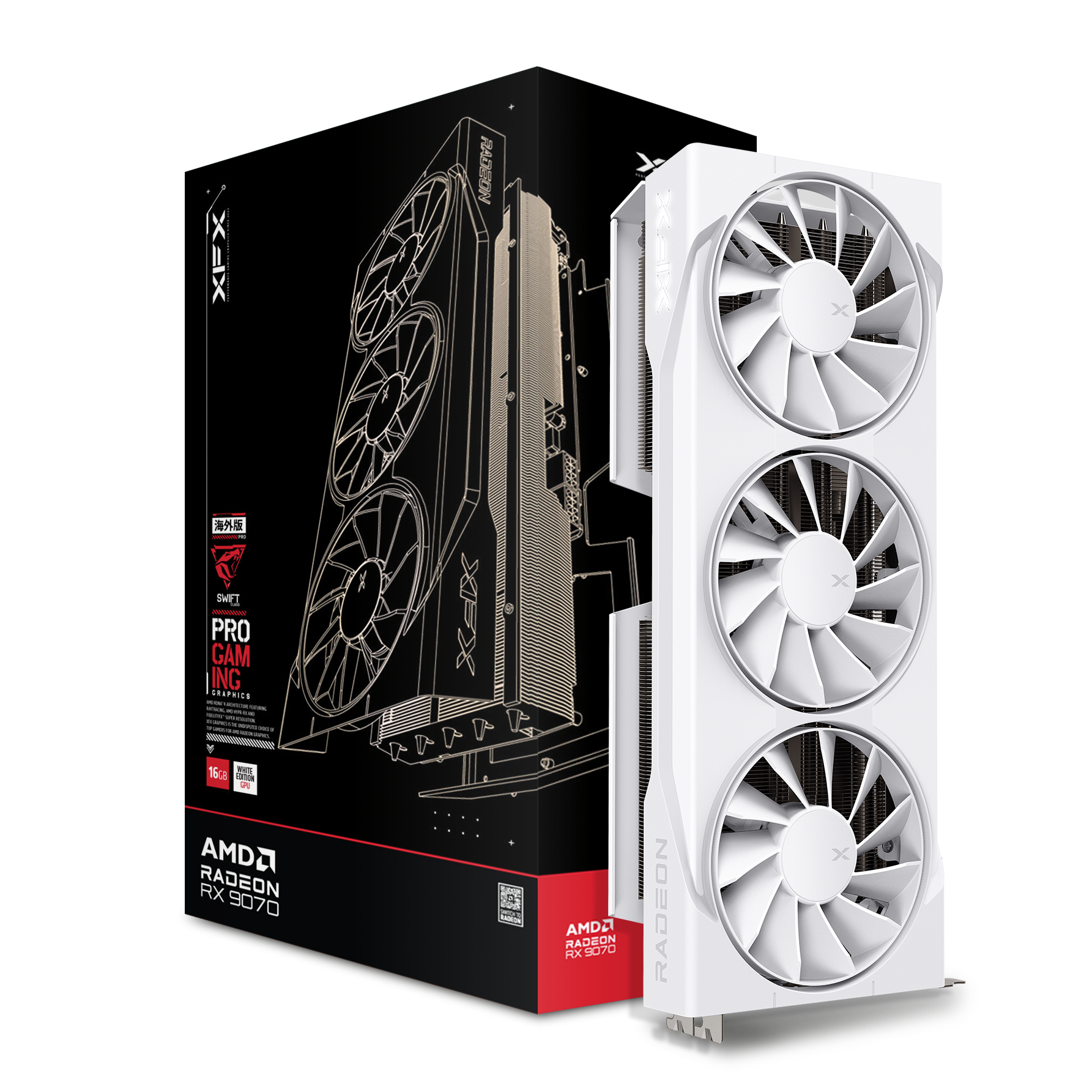 Gr&aacute;fica XFX Radeon RX 9070 Swift OC Gaming White Triple Fan 16GB GDDR6