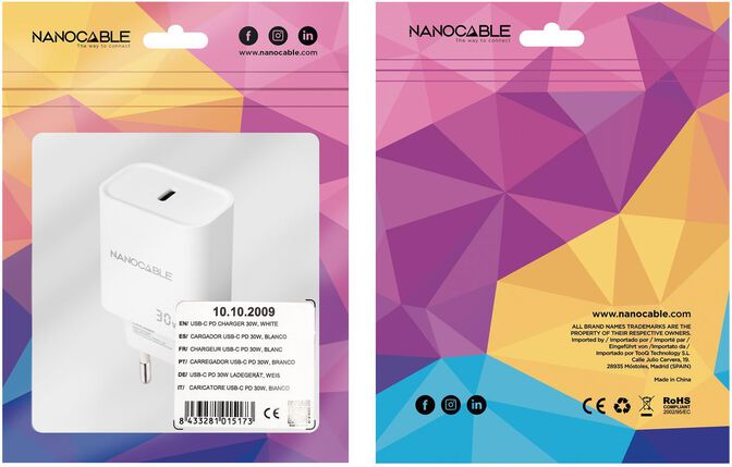 Carregador Nanocable USB-C/PD 30W Branco image number 2