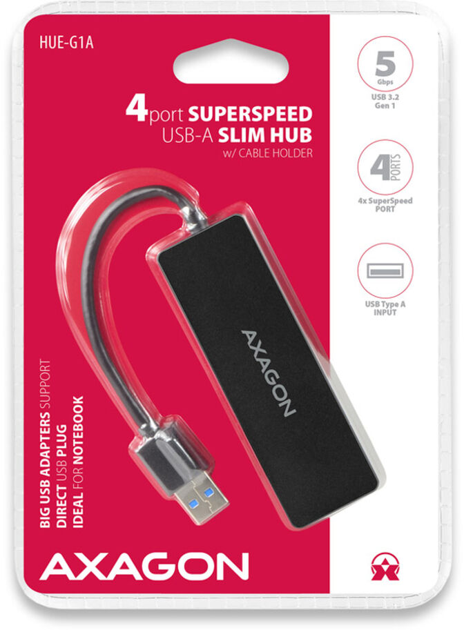 Slim Hub AXAGON HUE-G1A Superspeed USB-A, 4x USB 3.0 - 15cm image number 3