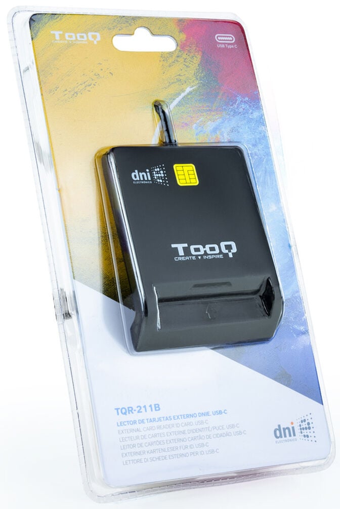 Leitor de Cart&otilde;es Tooq Cart&atilde;o de Cidad&atilde;o / DNIe 4.0 / SIM USB-C Preto image number 3