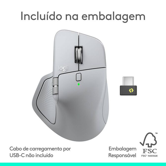 Rato &Oacute;ptico Logitech MX Master 4 Advanced Wireless 8000DPI Offwhite image number 16