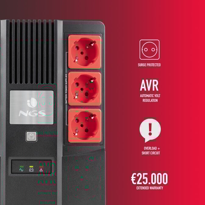 UPS NGS Off-line Fortress Bunker 600VA 360W 6 Tomadas de Prote&ccedil;&atilde;o image number 5