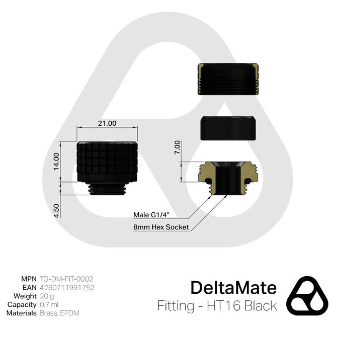 Thermal Grizzly DeltaMate Fitting - HT16 Preto image number 2