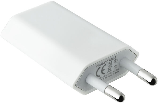 Mini Carregador Nanocable USB 5V/1A Branco image number 1