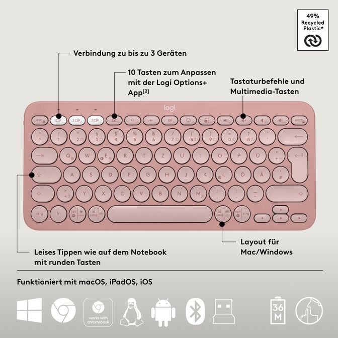 Rato Logitech Pebble 2 M350s Bluetooth Tonal Rose image number 20