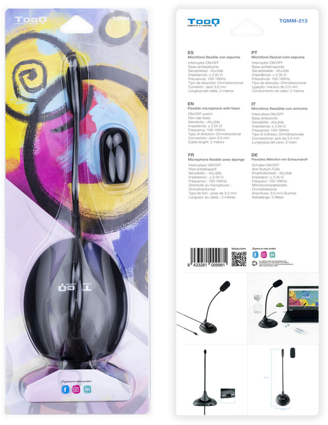 Microfone multim&eacute;dia flex&iacute;vel Conex&atilde;o jack 3,5mm 2M Preto image number 4