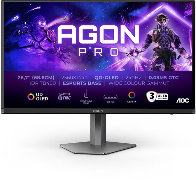 Monitor AGON by AOC PRO 26.7" AG276QZD2 QD-OLED QHD 240Hz 0.03ms Adaptive Sync HDR True Black 400 image number 1