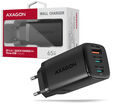 Carregador de parede AXAGON ACU-DPQ65, 3 portas (USB + USB-C duplo), PD3.0/QC4+/PPS/Apple, 65 W, Preto image number null