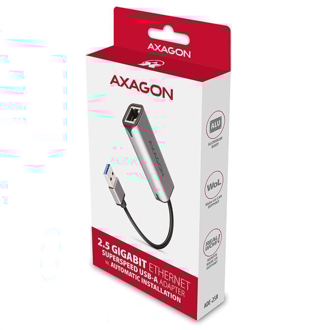Adaptador AXAGON ADE-25R Type-A USB3.2 Gen 1 - 2.5 Gigabit Ethernet 10/100/1000/2500 image number 2