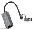 Adaptador Gigabit Nanocable USB-C 3.0/USB-A/M a Ethernet 2.5G 10/100/1000 Mbps 15 CM Cinza image number null