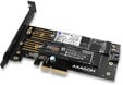 Adaptador PCIe-3.0 AXAGON PCEM2-D, 1x M.2-NVMe, 1x M.2-SATA com cooler passivo image number null