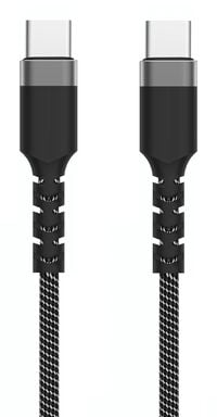 Cabo USB-C Ewent EC1098 Fabric PD100W 20Gbps 4K/120Hz 2m Preto/Branco