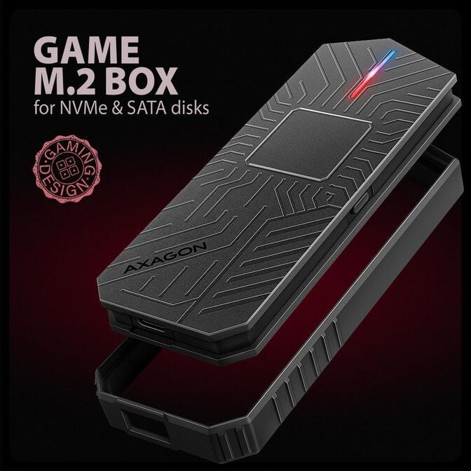 Caixa SSD AXAGON EEM2-GAM USB-C 3.2 Gen 2 10Gbps - M.2 NVMe/SATA SSD GAME 30-80mm ALU box image number 3