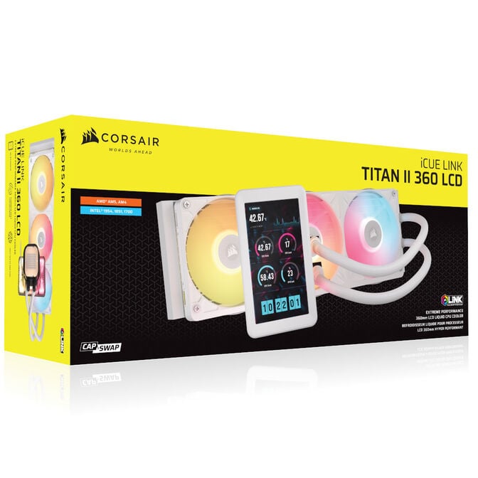 Water Cooler CPU Corsair iCUE LINK TITAN II 360 RX RGB LCD 360mm Branco image number 7