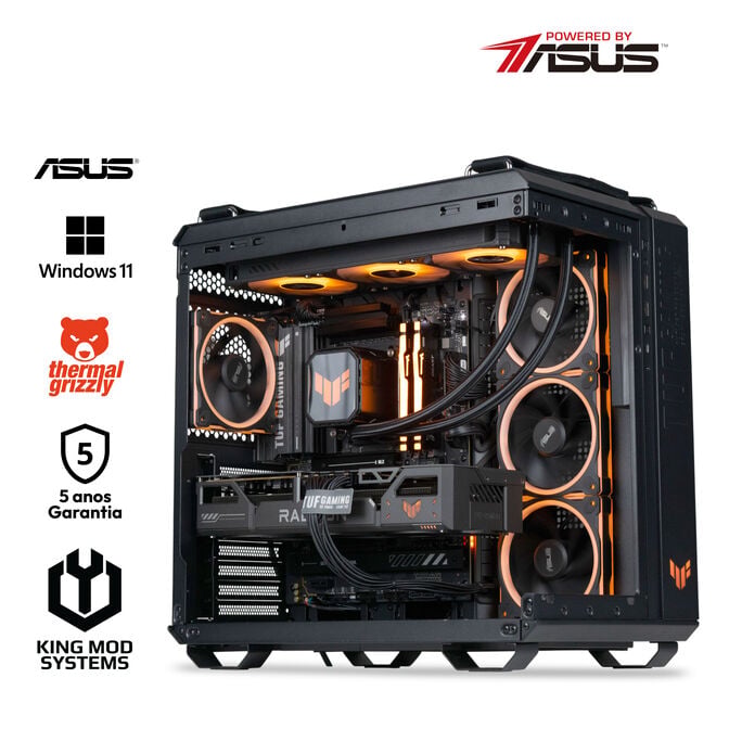 Computador King Mod Gamer-PC Powered by ASUS TUF Edition Ryzen 7 9850X3D 32GB DDR5 2TB RX 9070 XT WiFi W11 Bonus