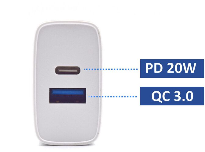 Carregador Ewent USB-C / QC3.0 Fast Charger 20W Branco image number 2