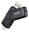 Leitor de Cart&otilde;es Tooq USB-C 2.0+USB-A 3.0, SD/TF, Preto